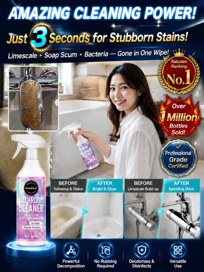 [Ultra-Powerful Stain Removal in 3 Seconds] No-Scrub Multifunctional Bathroom Cleaning Spray