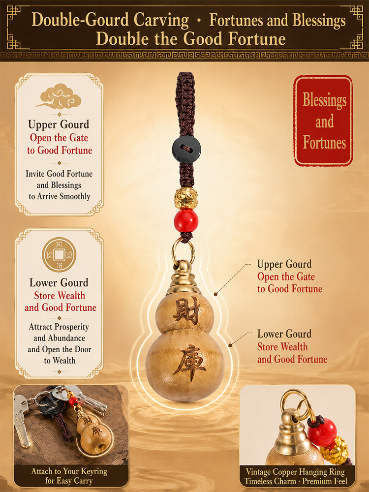 Boxwood Gourd Fortune Keychain