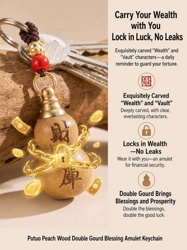 Boxwood Gourd Fortune Keychain