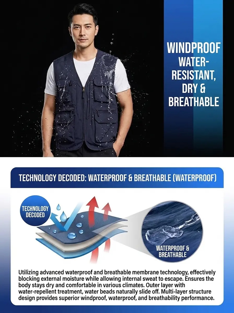 Multi-pocket Quick-dry Breathable Vest