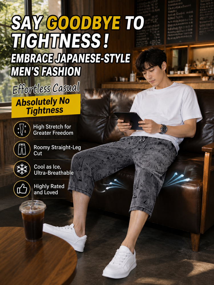 Summer Ice Silk Breathable Casual Men's 7/8 Pants