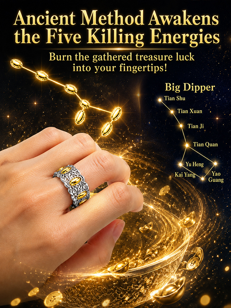 Seven-Grain Blessing Prosperity Ancient Rice Bead Ring