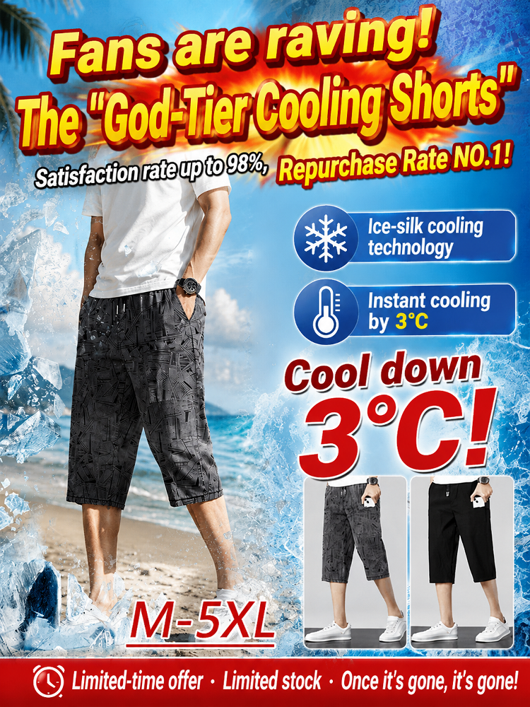 Summer Ice Silk Breathable Casual Men's 7/8 Pants