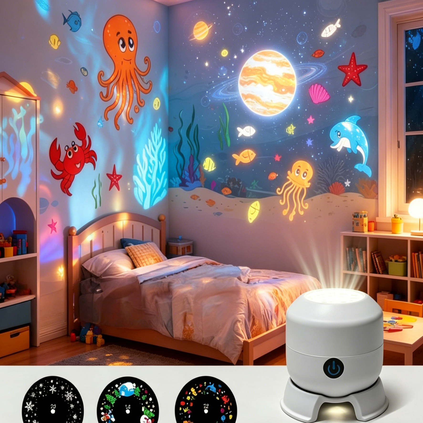 360° Rotating Holiday Projector Light | HD Clear Projection | Multi-Theme Decoration Light for Christmas, Birthday Parties & Kids' Bedroom | Eye-Safe Design