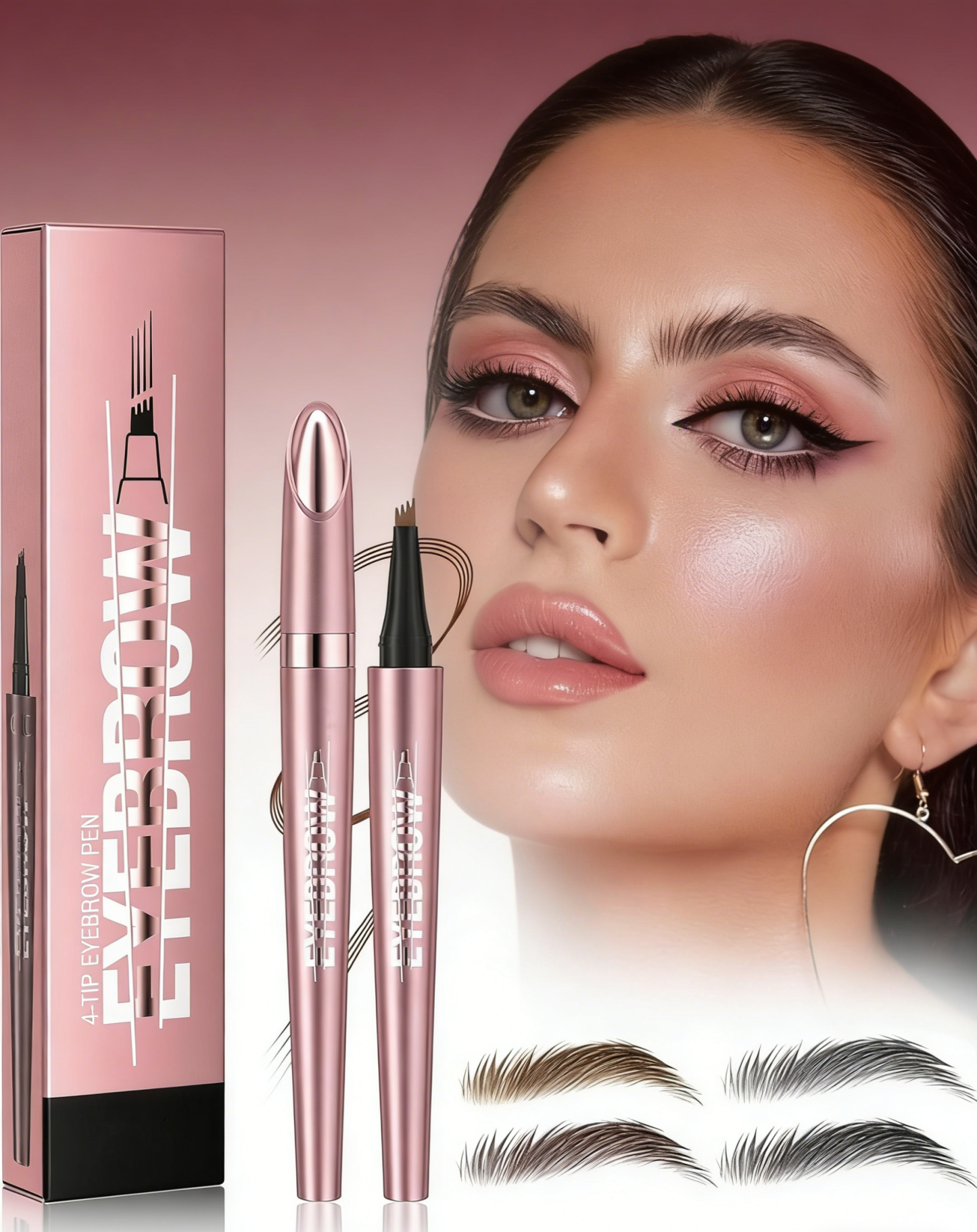 4-Tip 3D Microblade Eyebrow Pen - Sweatproof & Smudge-Proof for Natural-Looking Brows