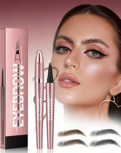 4-Tip 3D Microblade Eyebrow Pen - Sweatproof & Smudge-Proof for Natural-Looking Brows