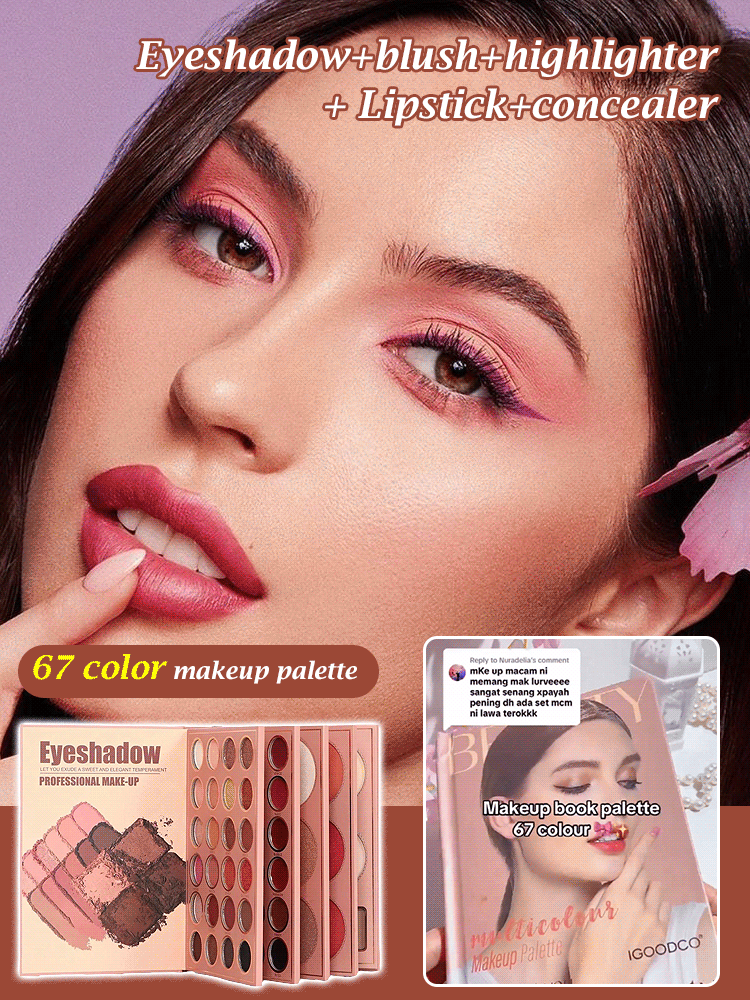 67 colors eye shadow lip gloss highlight blush contour multifunctional palette