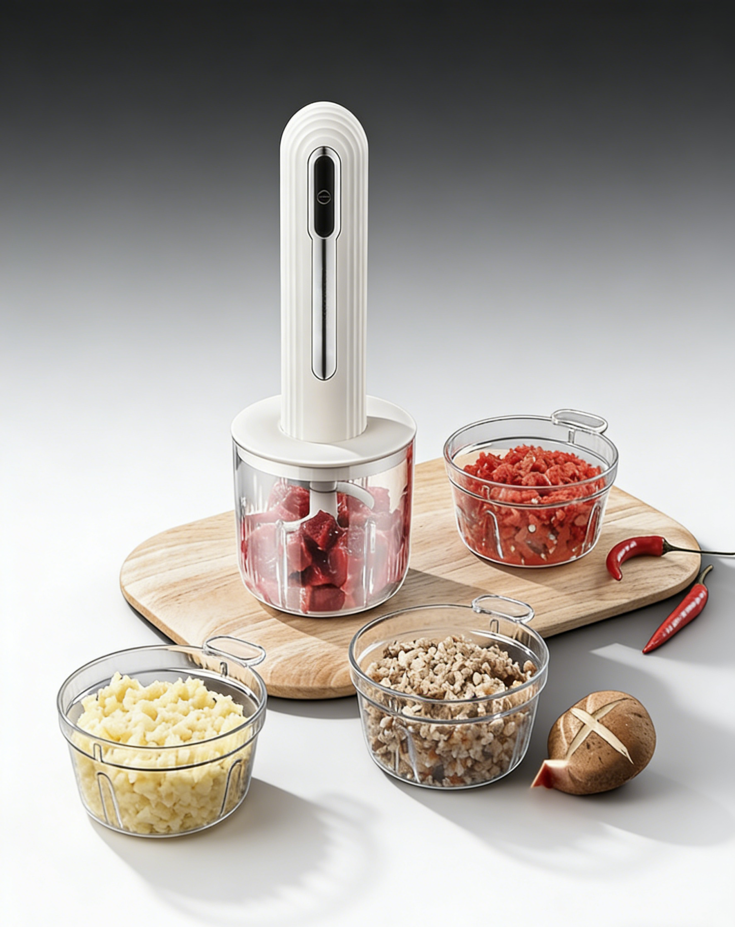 12-in-1 Mini Chopper Elektrik (4 Mangkuk & 2 Bilah) - Kisar Pantas 6 Saat, Mudah & Bersih