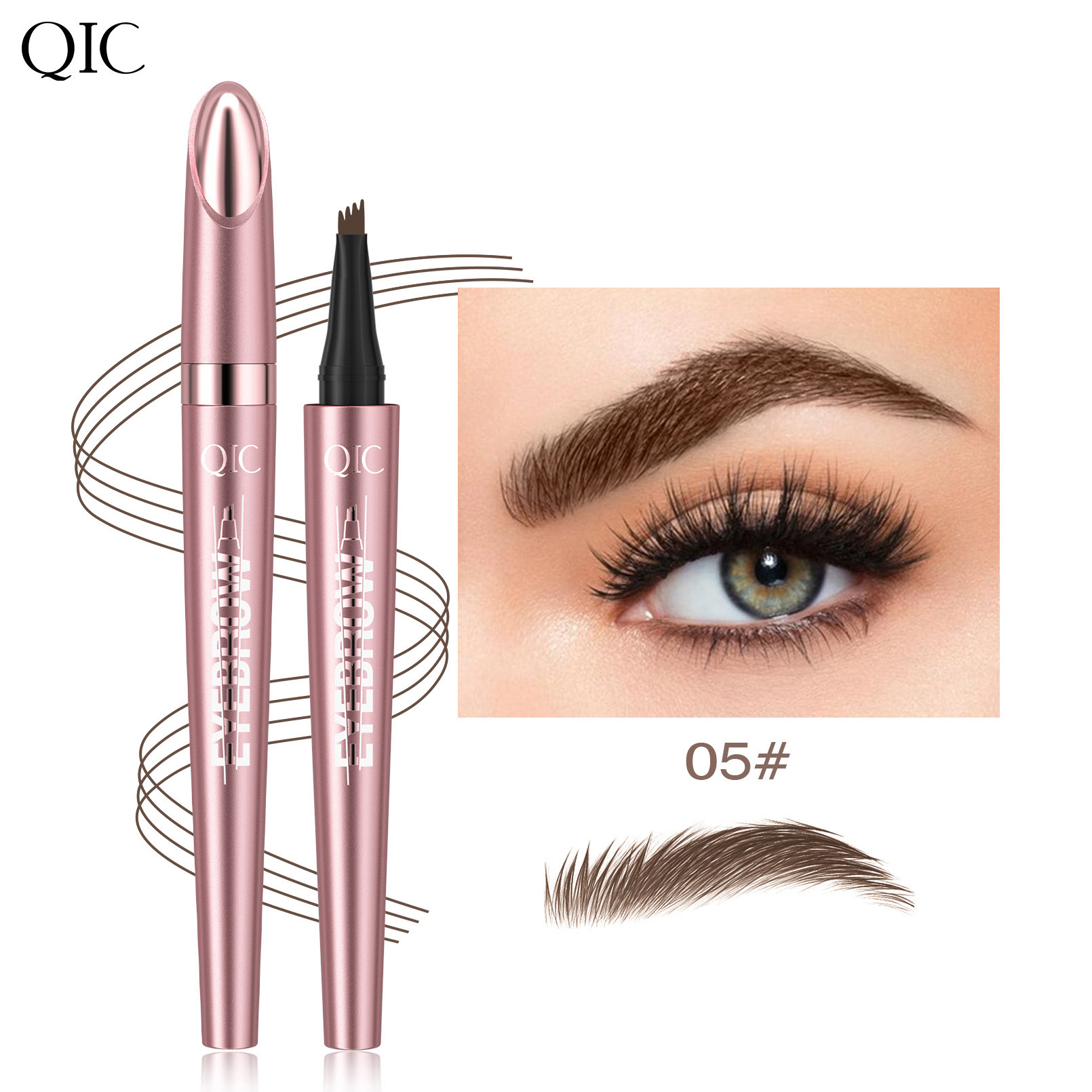 4-Tip 3D Microblade Eyebrow Pen - Sweatproof & Smudge-Proof for Natural-Looking Brows