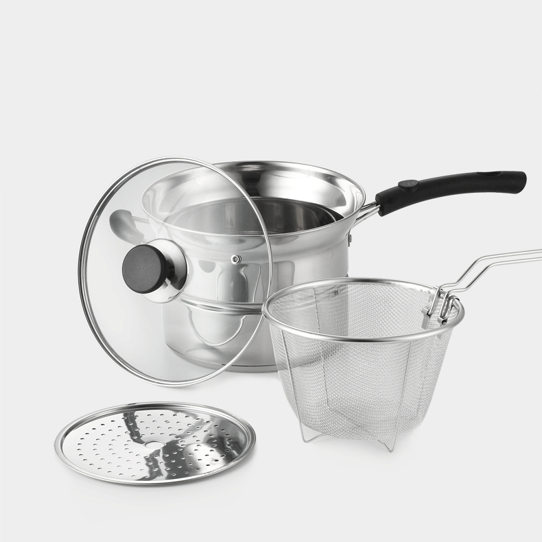 Multi-purpose cooking pot for steaming, frying, braising and simmering [buy one and get four]