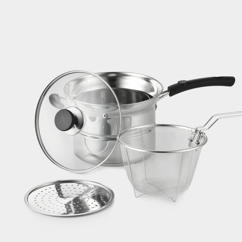 Multi-purpose cooking pot for steaming, frying, braising and simmering [buy one and get four]