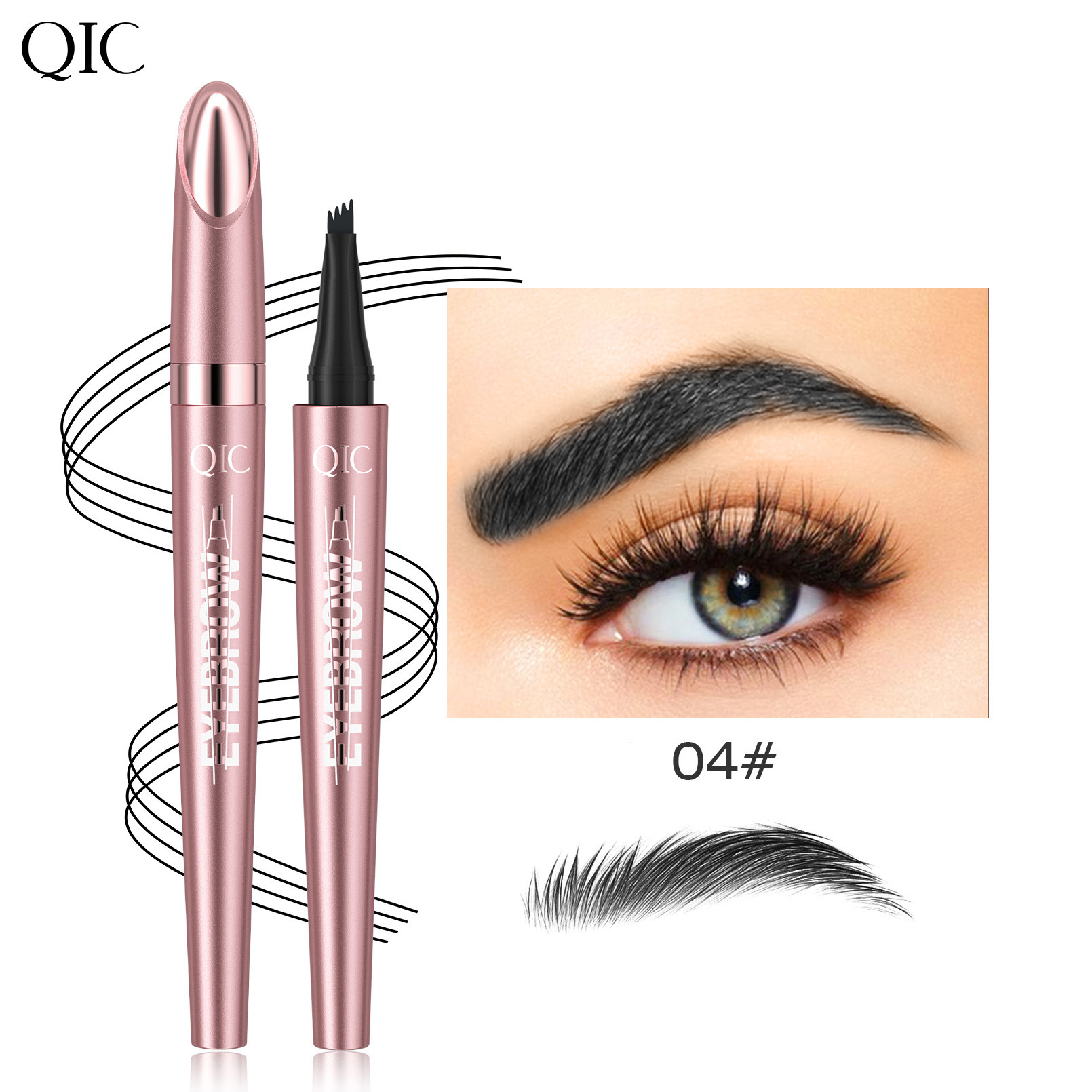 4-Tip 3D Microblade Eyebrow Pen - Sweatproof & Smudge-Proof for Natural-Looking Brows