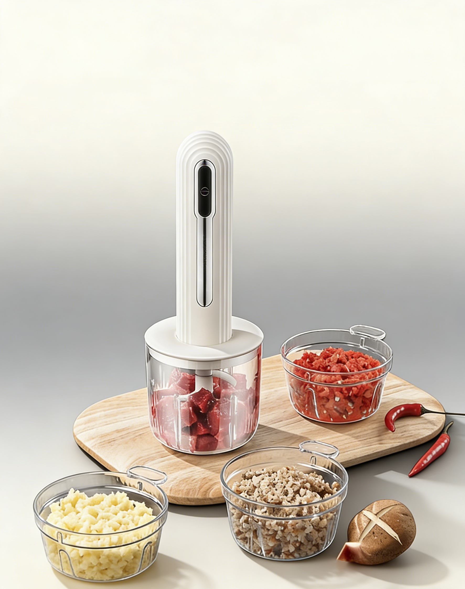 12-in-1 Mini Chopper Elektrik (4 Mangkuk & 2 Bilah) - Kisar Pantas 6 Saat, Mudah & Bersih