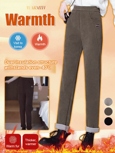 Thickened high-waisted slim-fit pants  made of ferret fleece