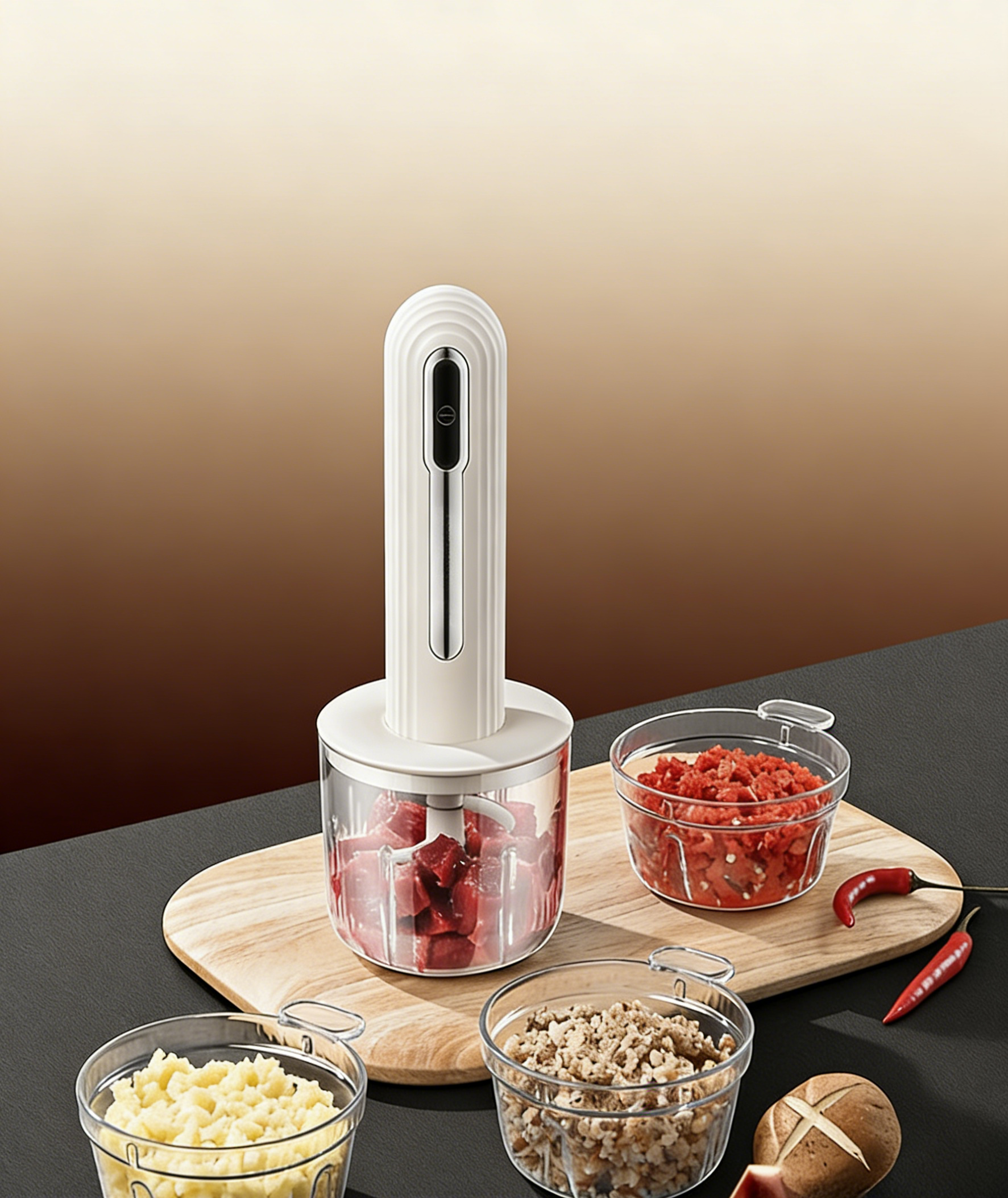 12-in-1 Mini Chopper Elektrik (4 Mangkuk & 2 Bilah) - Kisar Pantas 6 Saat, Mudah & Bersih