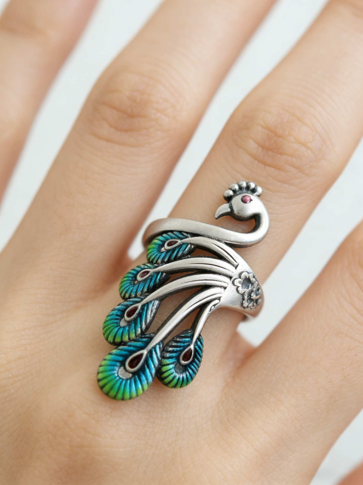 Enamel Phoenix Lucky Ring - Simbolong Kasaganaan at Proteksyon - Hand-crafted Feng Shui Ring para sa Swerte sa Negosyo at Pamilya