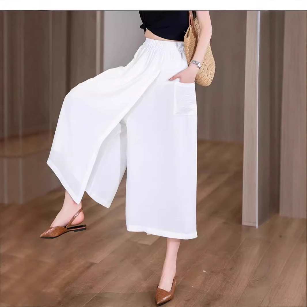 Lazy style slit casual skirt pants