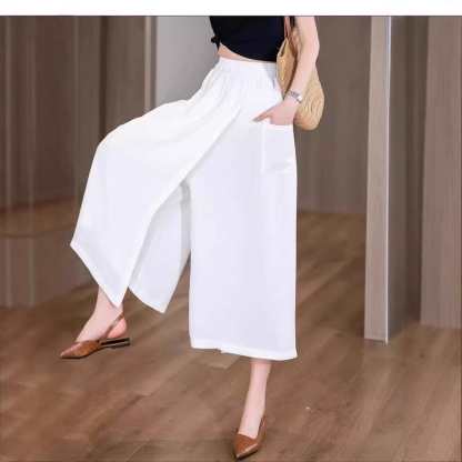 Lazy style slit casual skirt pants