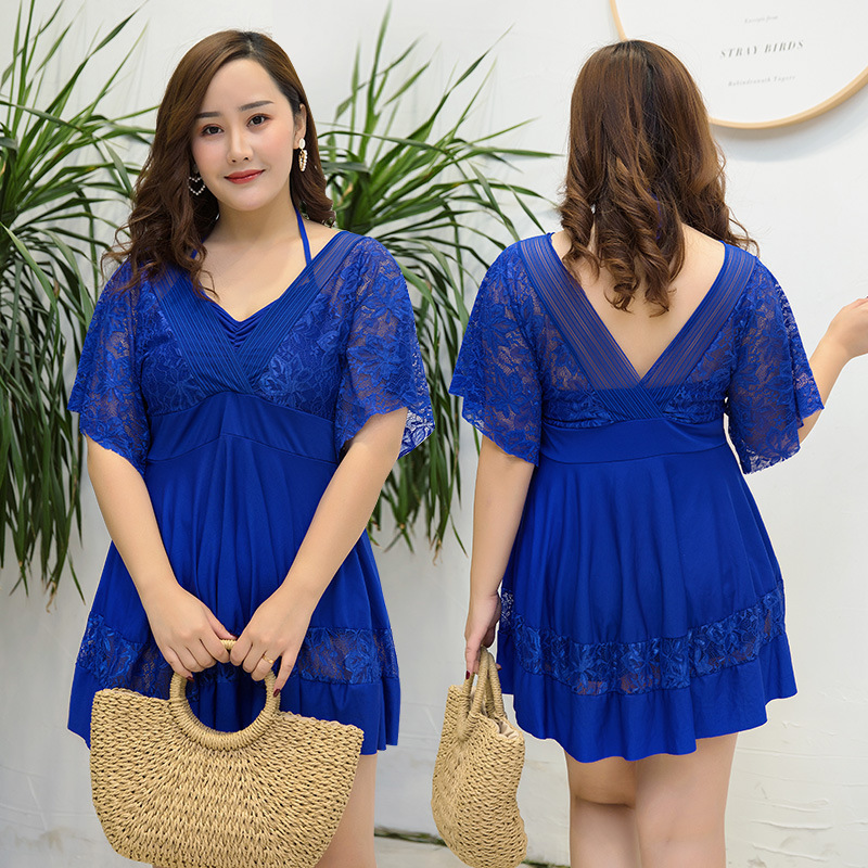 Lace One-Piece High Waist Dress Swimsuit