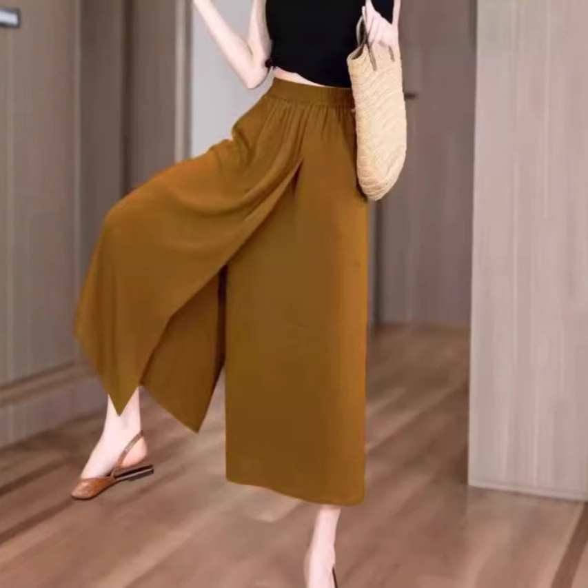 Lazy style slit casual skirt pants