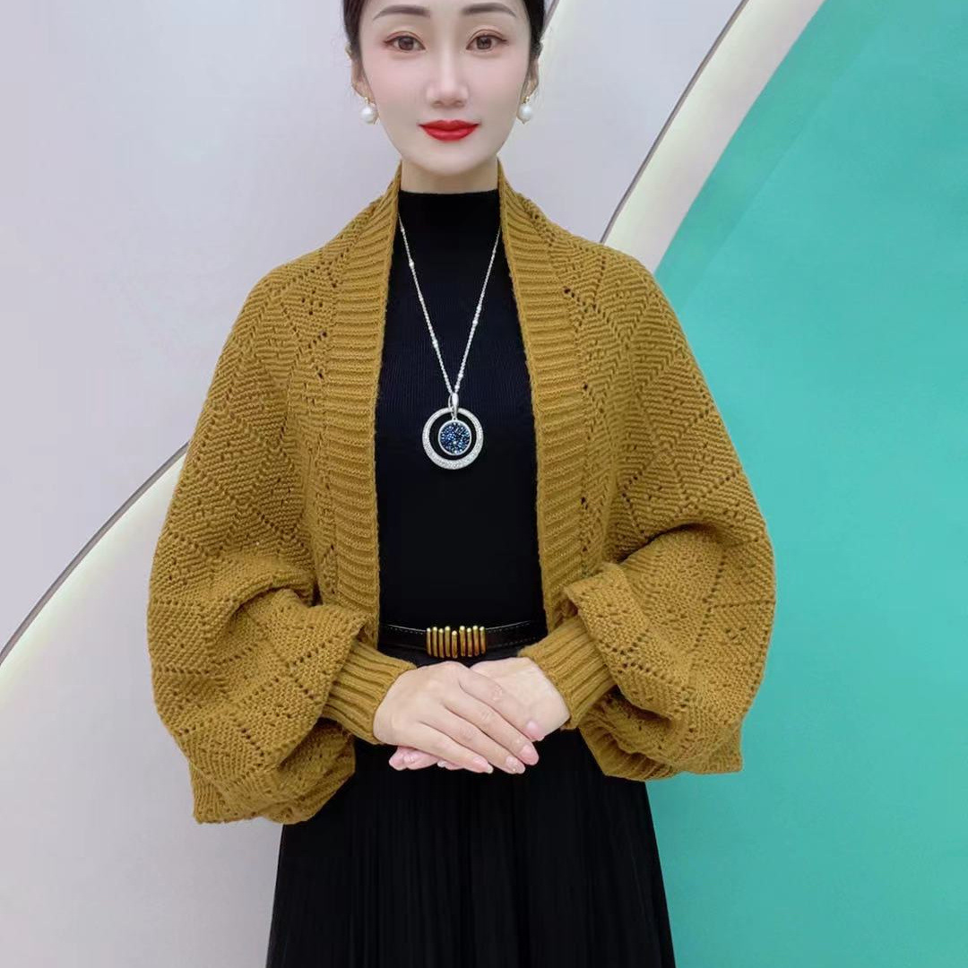 【Versatile Clothing】Plaid Knit Shawl Cardigan