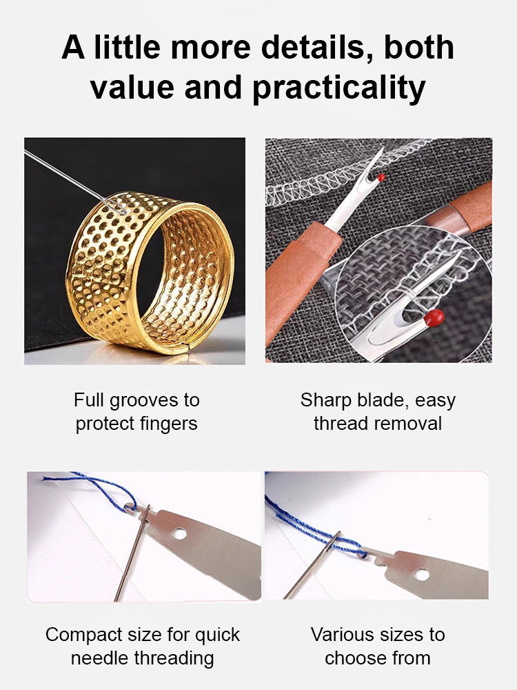 [Great Value 34-Piece Set] Large Hole Steel Needle Sewing Tool Set