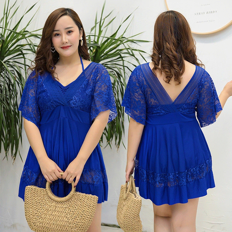 Lace One-Piece High Waist Dress Swimsuit