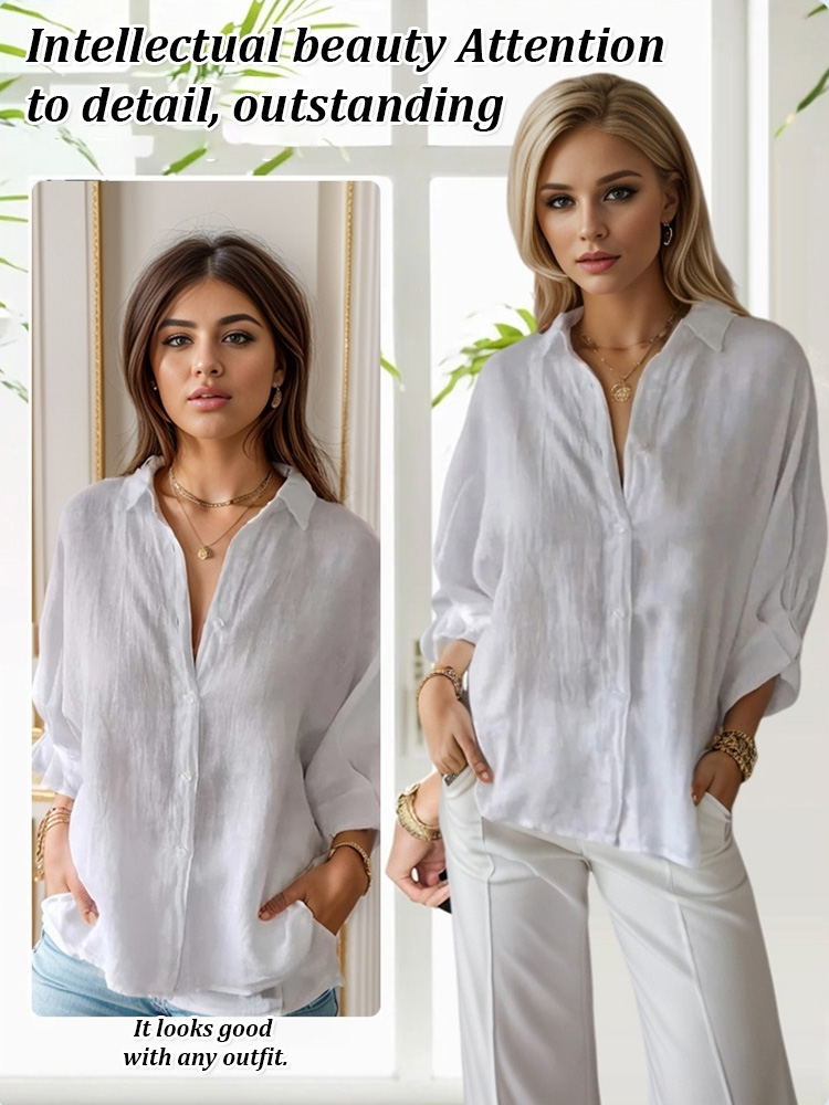 Cotton-Linen Shirt with Back Tie Design