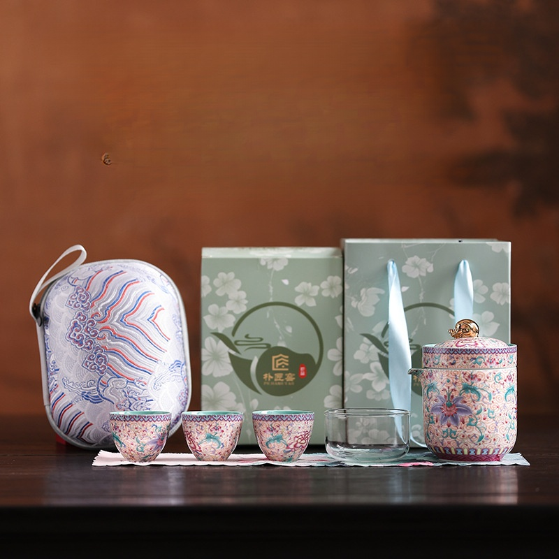 High-end enamel tea set