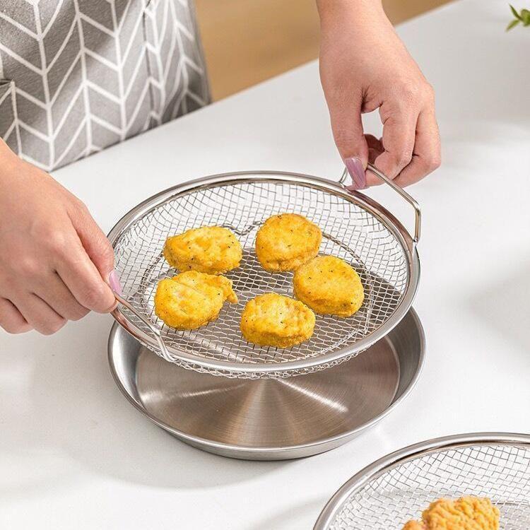 Stainless steel disc filter net household kitchen barbecue fried oil drain artifact snack oil filter