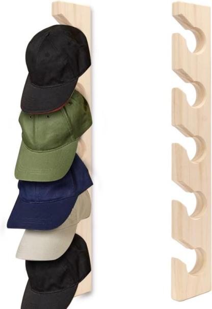 Wall-mounted Solid Wood Cap Display Rack 