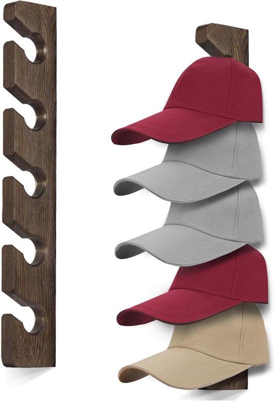 Wall-mounted Solid Wood Cap Display Rack 