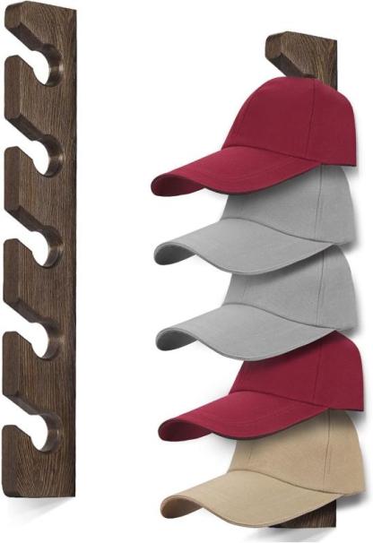 Wall-mounted Solid Wood Cap Display Rack 