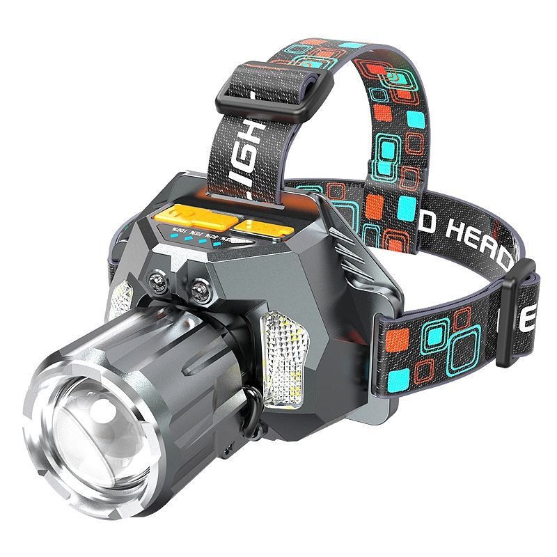 【ไฟฉายเลเซอร์แสงจ้า】ไฟฉายคาดหัว ปรับแสงสามสีแบบไม่จำกัด