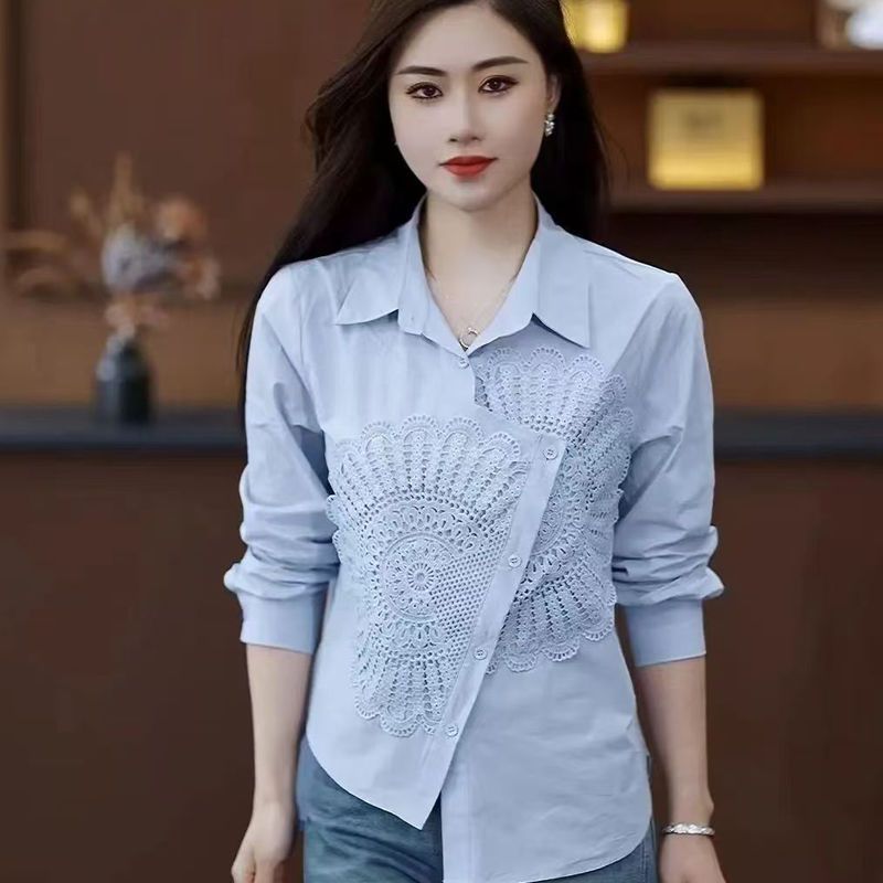 เสื้อเชิ้ตผู้หญิงแบบตัดต่อ