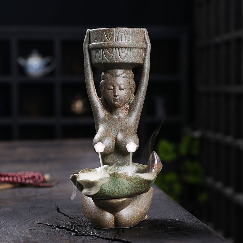 紫泥 釈迦合掌手形香炉 鹿角｜龙门残佛香炉全手作，释迦坐像，袈裟下摆，魏碑刀意欲仿