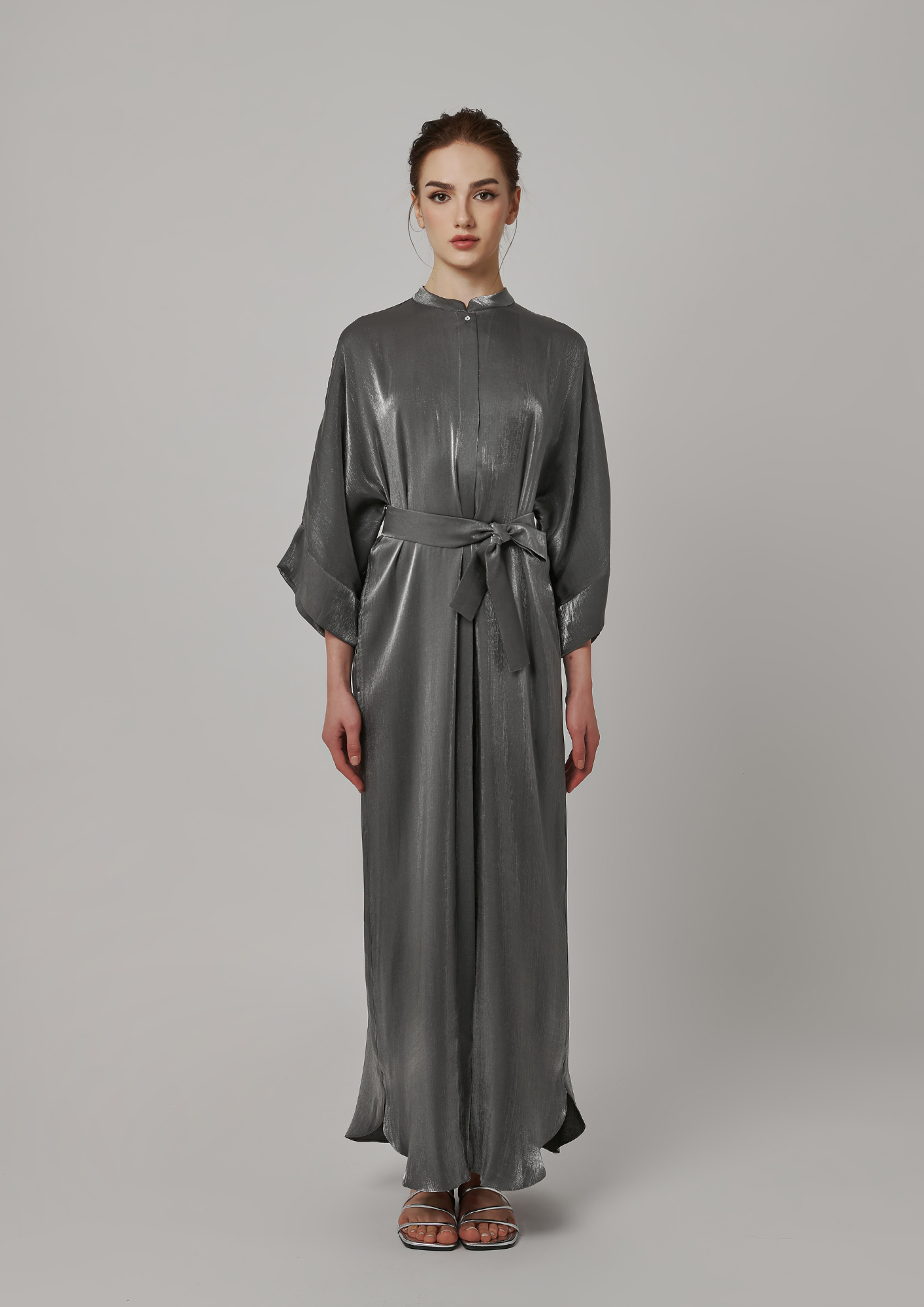 SIGNATURE SHIRT DRESS - GUN METAL