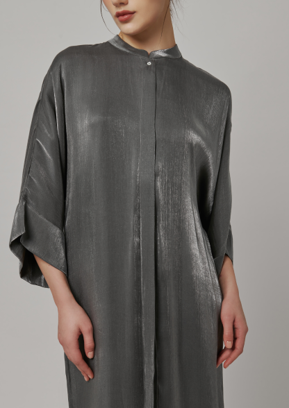 SIGNATURE SHIRT DRESS - GUN METAL