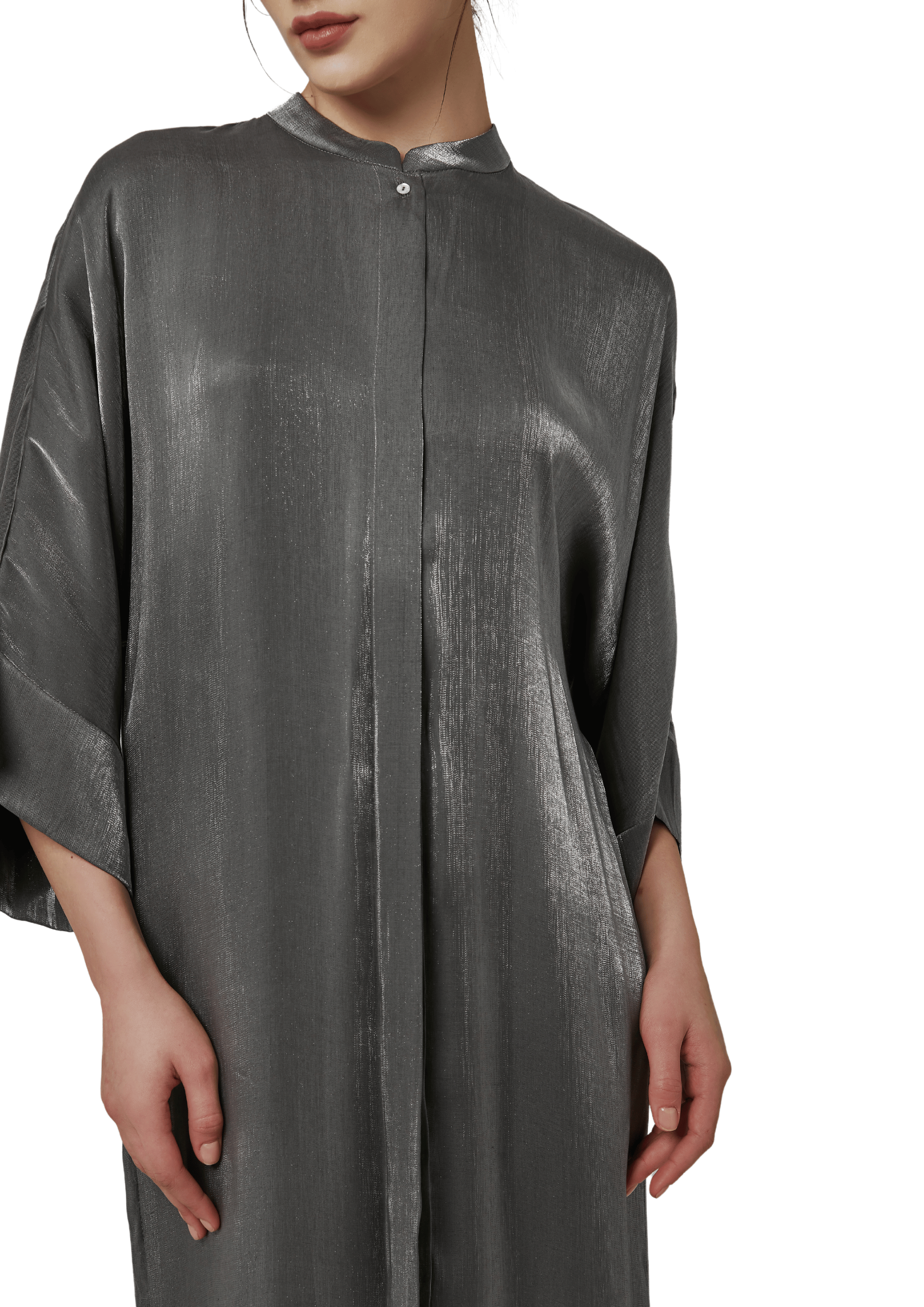 SIGNATURE SHIRT DRESS - GUN METAL