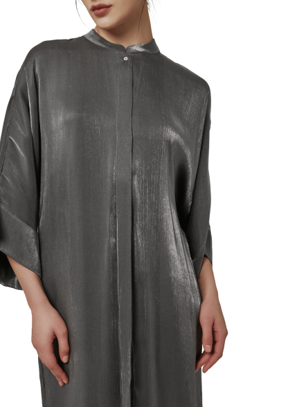 SIGNATURE SHIRT DRESS - GUN METAL