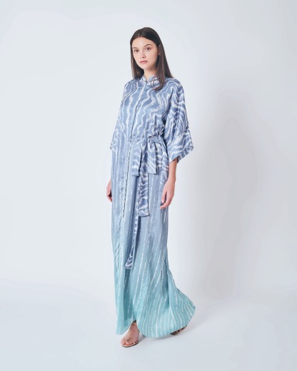 BLUE WAVES SHIRT DRESS