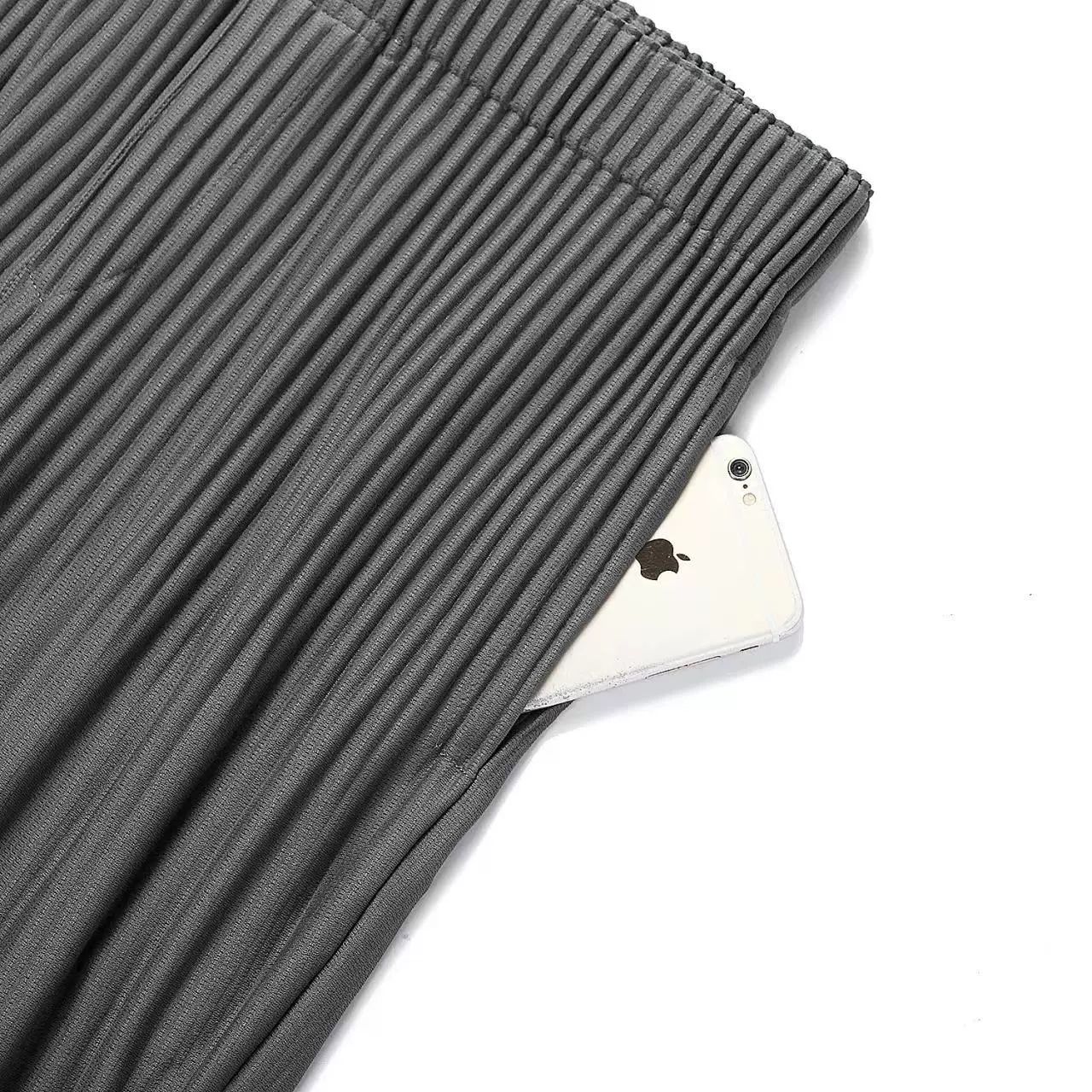 Men's Pleated Harem Pants Casual Baggy Ankle Length Pants Drawstring Elastic Waist