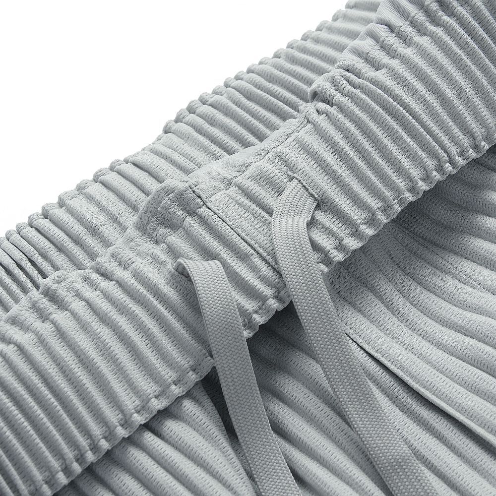 Men's Pleated Ankle Length Pants Casual Japanese Style Pencil Cropped Pants Drawstring Elastic Waist