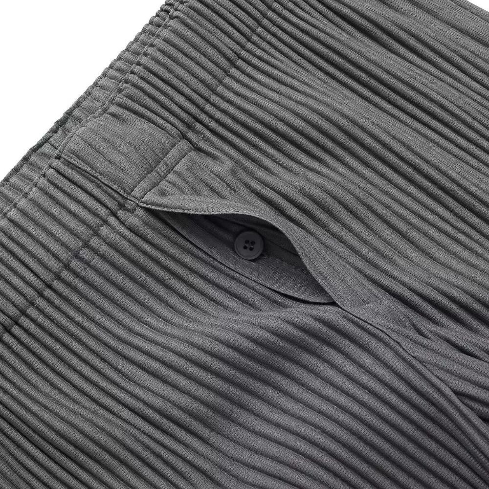 Men's Pleated Ankle Length Pants Casual Japanese Style Pencil Cropped Pants Drawstring Elastic Waist