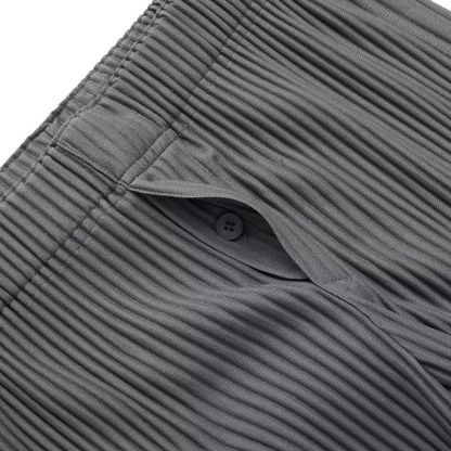 Men's Pleated Ankle Length Pants Casual Japanese Style Pencil Cropped Pants Drawstring Elastic Waist