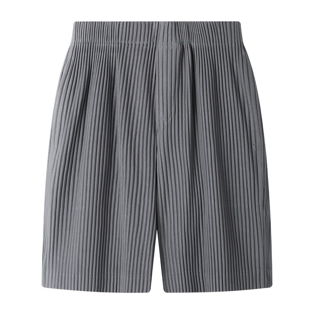 Men's Pleated Shorts Summer Breathable Casual Everyday Pants Drawstring Elastic Waist