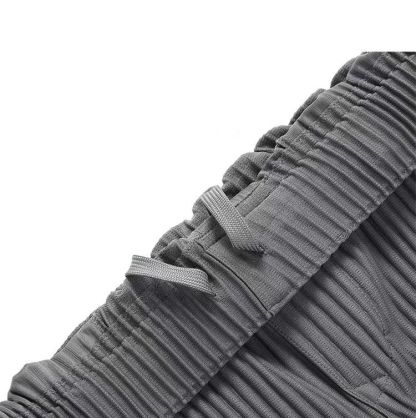 Men's Pleated Harem Pants Casual Baggy Ankle Length Pants Drawstring Elastic Waist