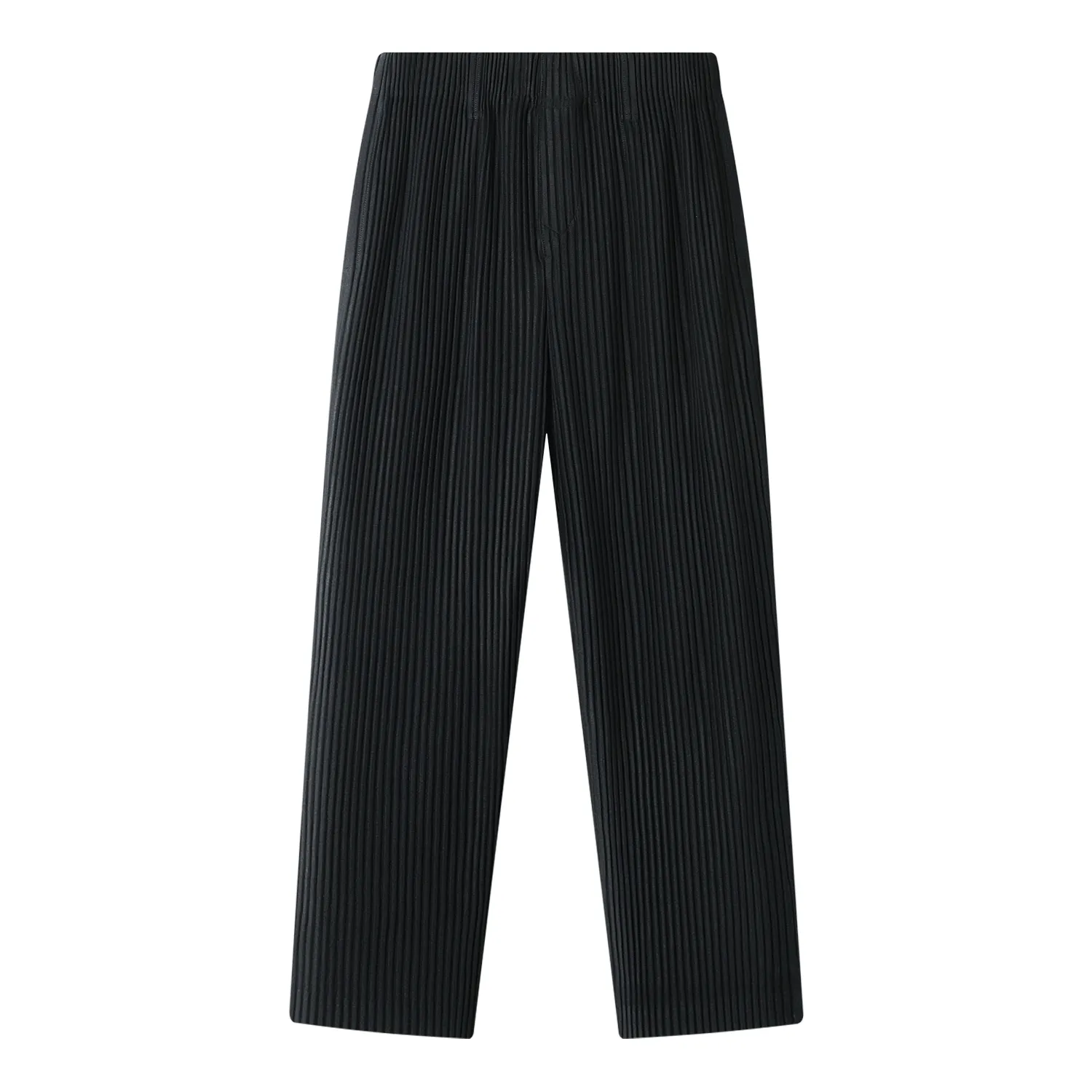 Men's Pleated Wild Pants Solid Color Straight Pants Casual Suit Trousers Elastic Waist