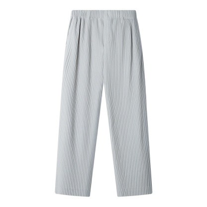 Men's Pleated Wild Pants Solid Color Straight Pants Casual Suit Trousers Elastic Waist