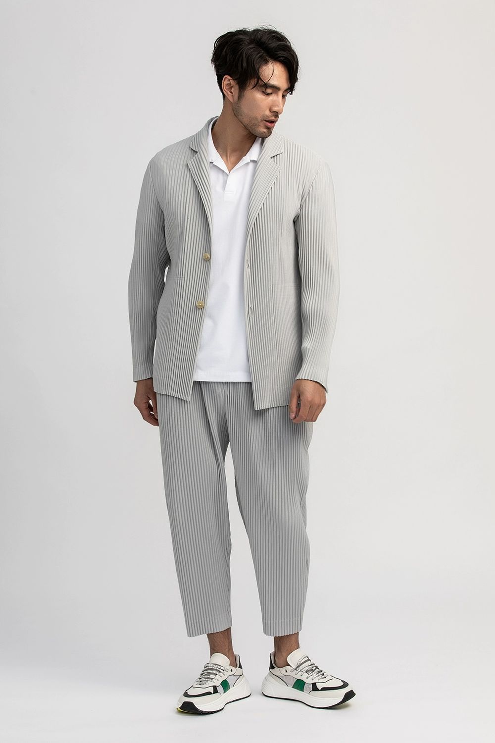 Men's Pleated Casual Basics Blazer Stretch Fabric Coat